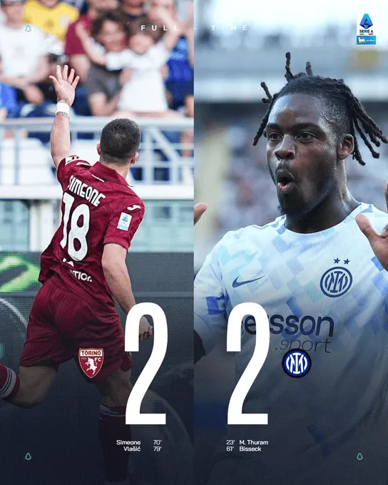 乐鱼体育平台-都灵2-2国米全场数据：射门14-14，射正2-5，绝对机会3-2